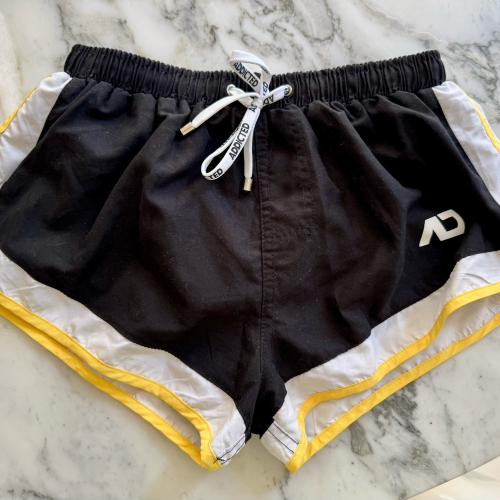Black and Yellow Men’s  Athletic Short Shorts by Addicted